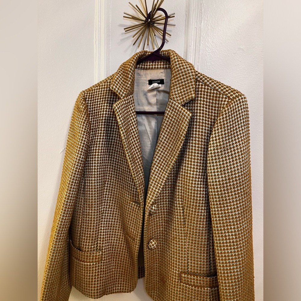 J Crew Gold Tweed Blazer